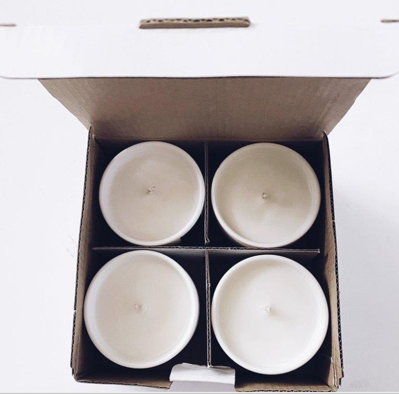 Flame It Blue Grey Canister with wooden lid Soy Candle