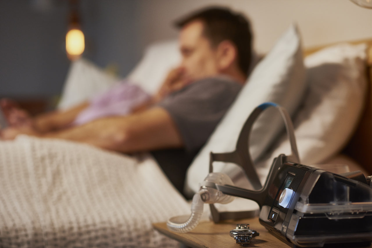 ResMed N20  CPAP Mask on bedside table