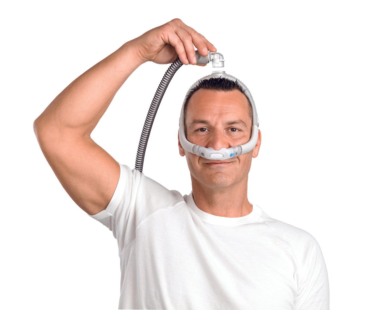 Man Wearing ResMed P30i CPAP Mask